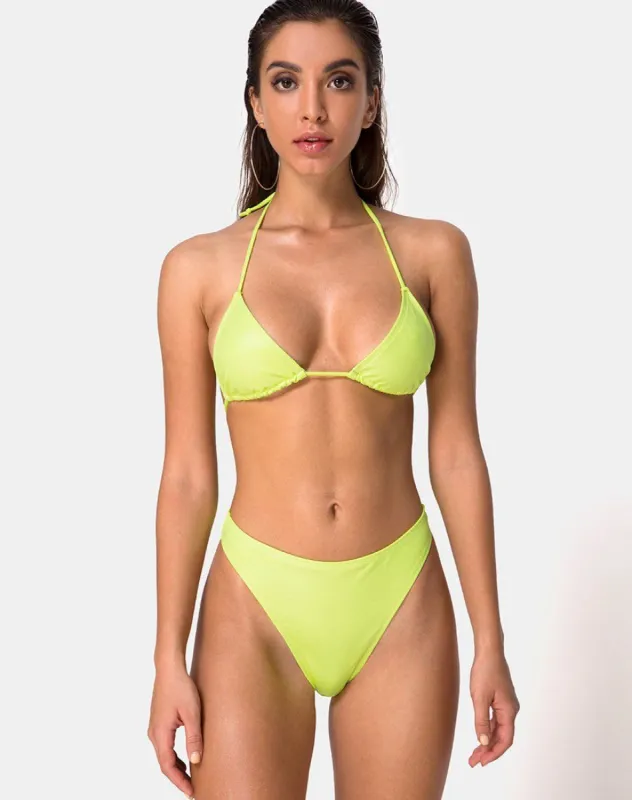 Pami Bikini Top in Coated Lime made by Motel Rocks