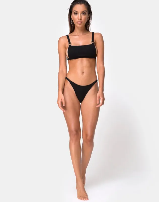 Leema Bikini Bottom in Black Rib sold by Motel Rocks