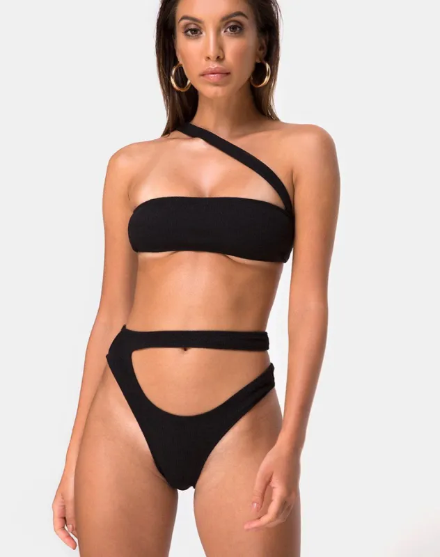 Bound Bikini Top in Black sold by Motel Rocks