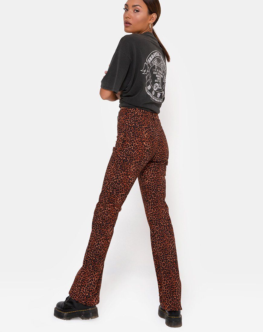 Zoven Trouser in Ditsy Leopard Orange sold by Motel Rocks product image thumbnail 2