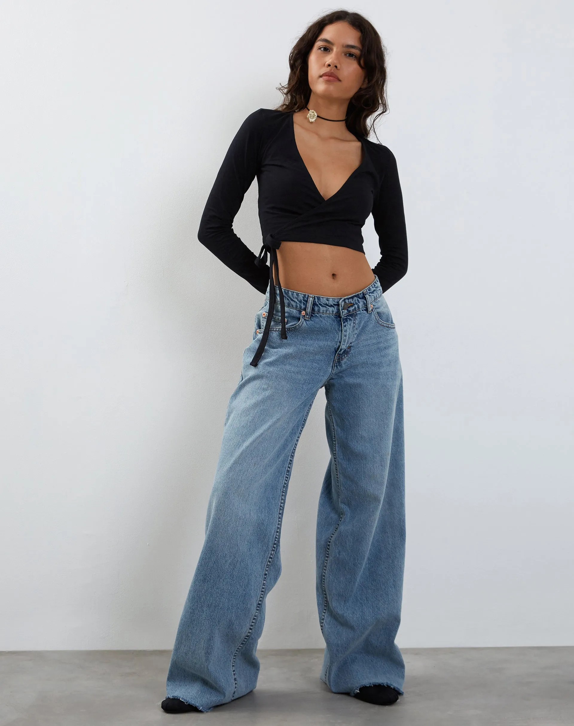 Ballet Long Sleeve Wrap Top in Black Jersey sold by Motel Rocks product image thumbnail 3