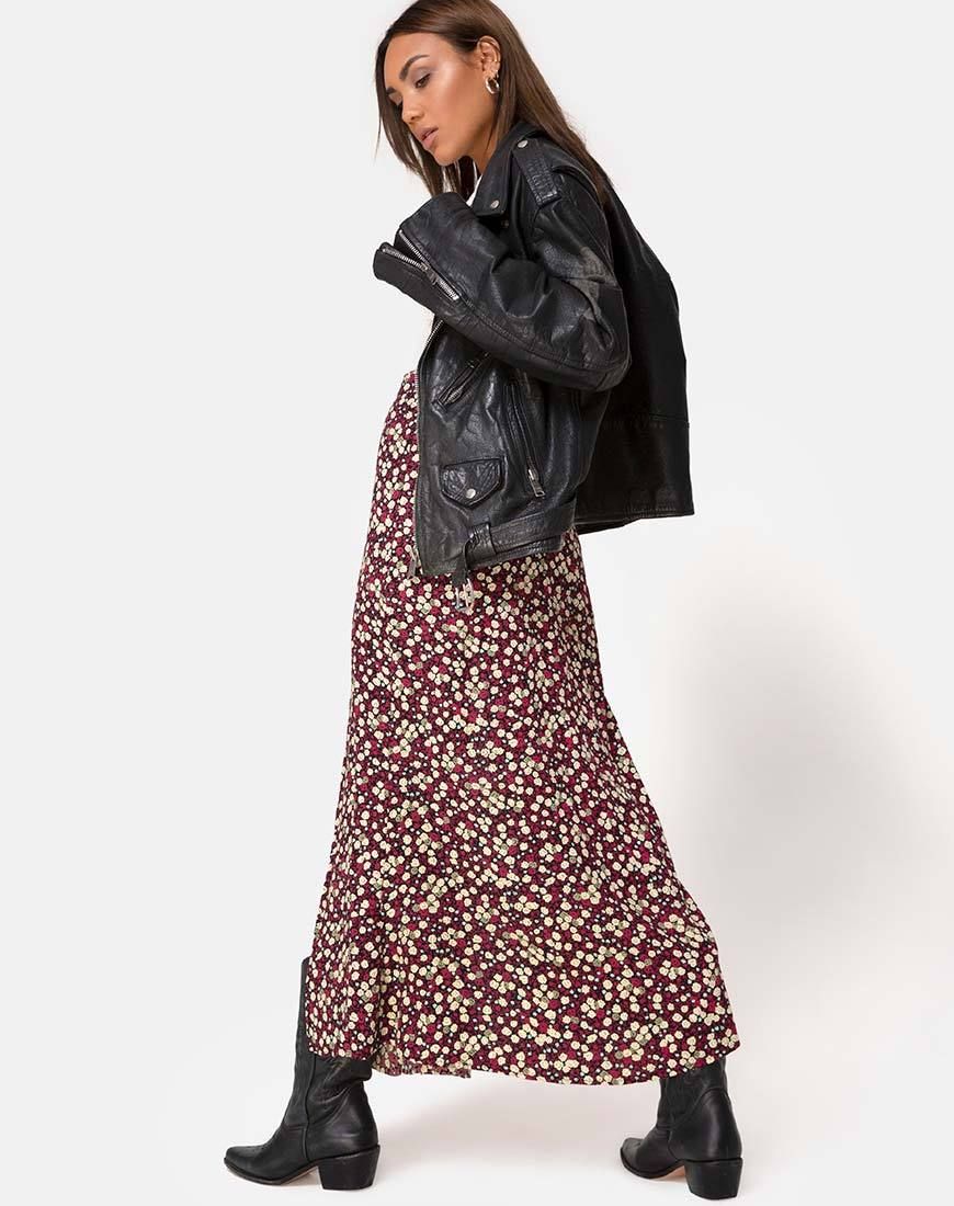 Mica Maxi Skirt in Floral Field Plum sold by Motel Rocks product image thumbnail 4