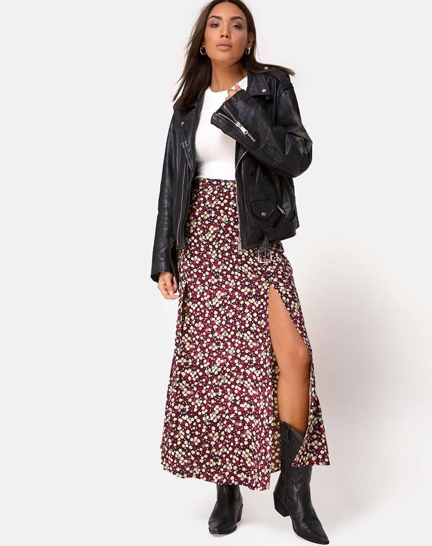 Mica Maxi Skirt in Floral Field Plum sold by Motel Rocks product image thumbnail 3