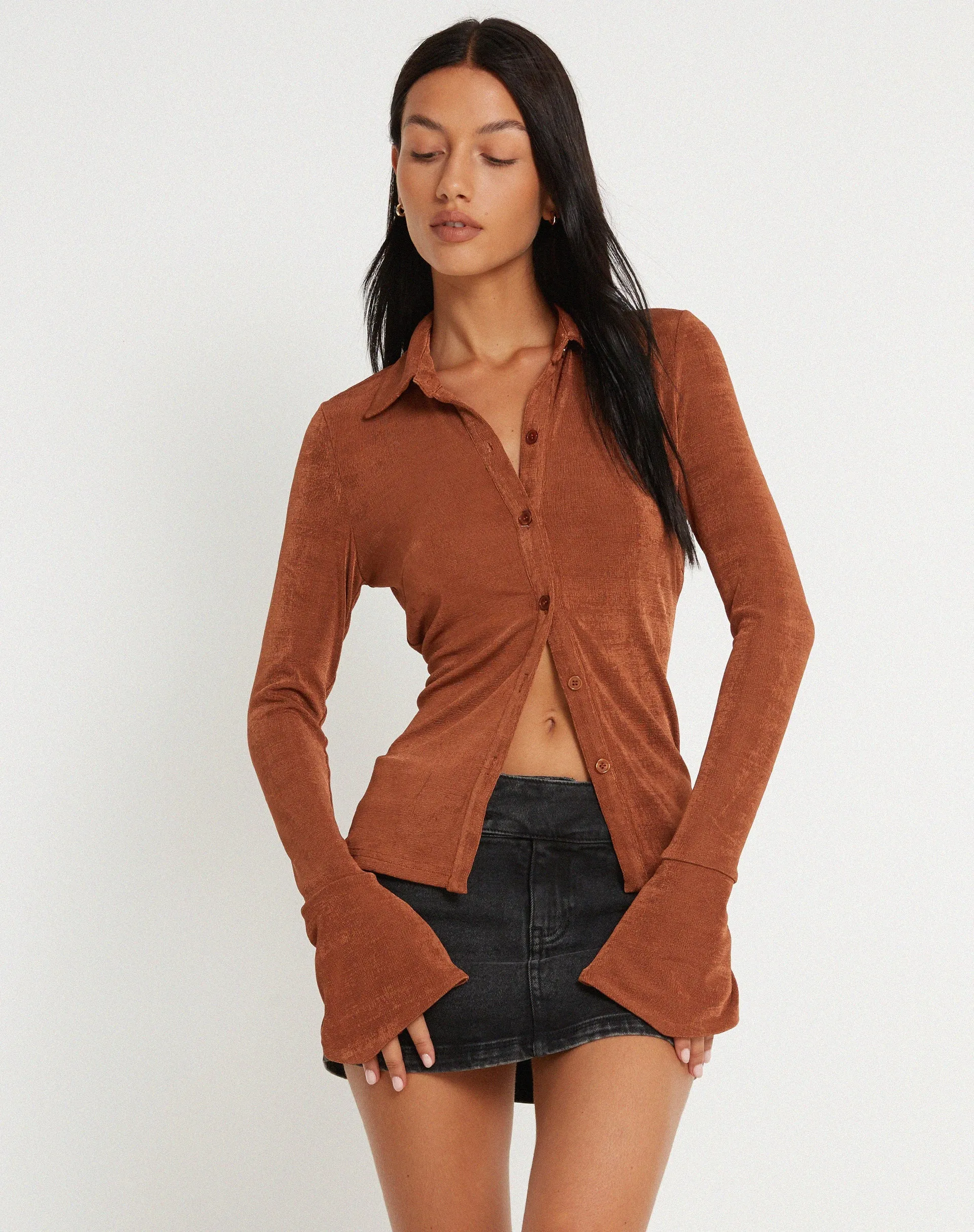 Keani Shirt in Bronze sold by Motel Rocks product image thumbnail 3