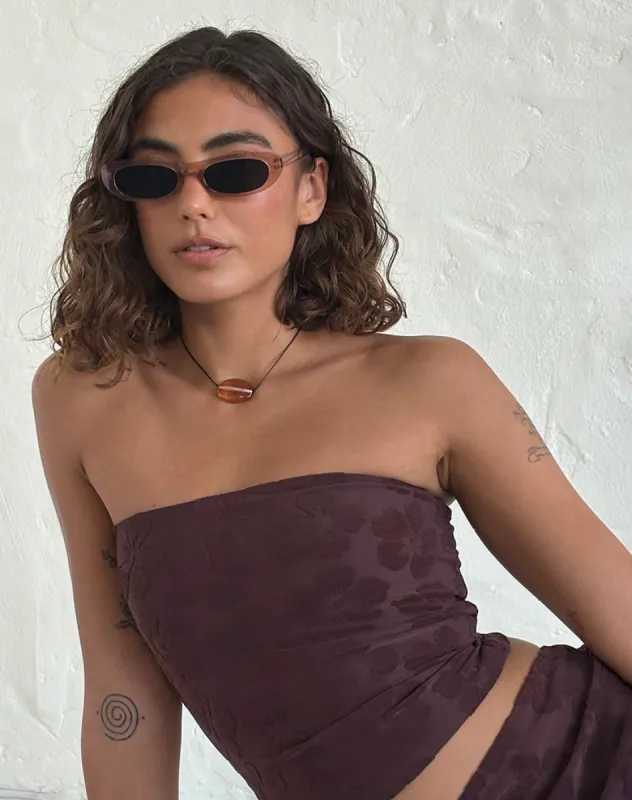 Cinida Rectangle Sunglasses in Opaque Rose made by Motel Rocks