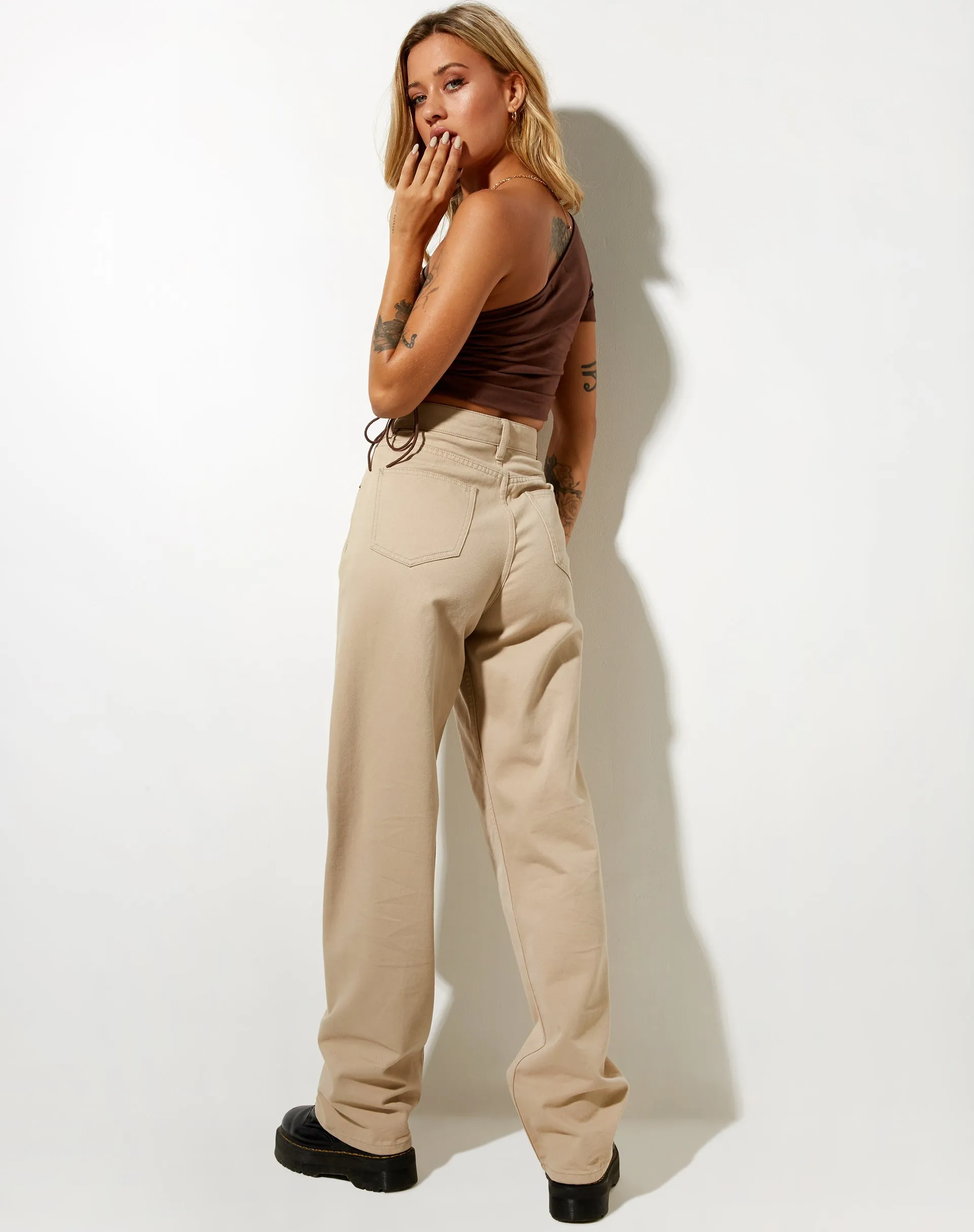 Kara Crop Top in Lycra Deep Mahogany sold by Motel Rocks product image thumbnail 5