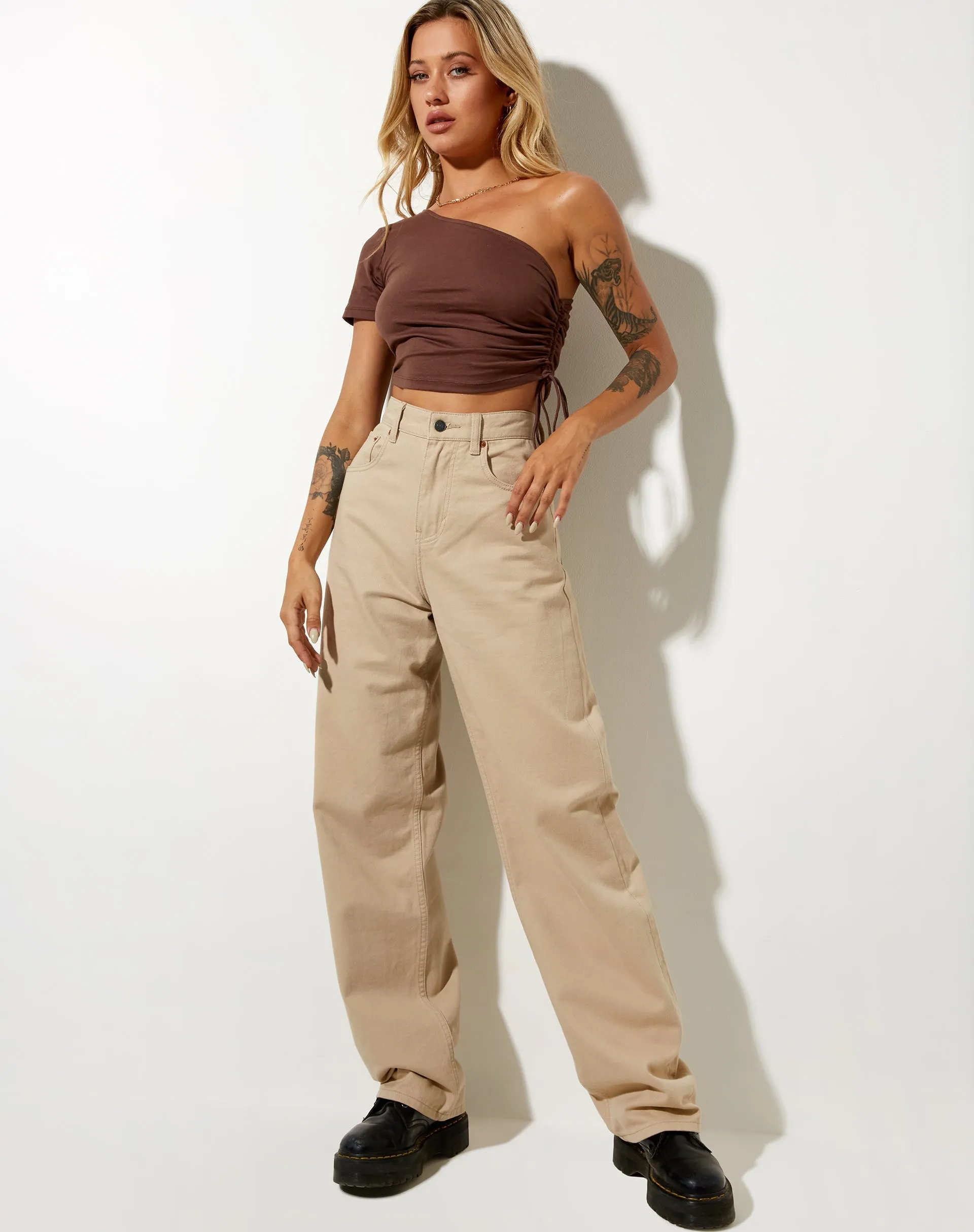 Kara Crop Top in Lycra Deep Mahogany sold by Motel Rocks product image thumbnail 3