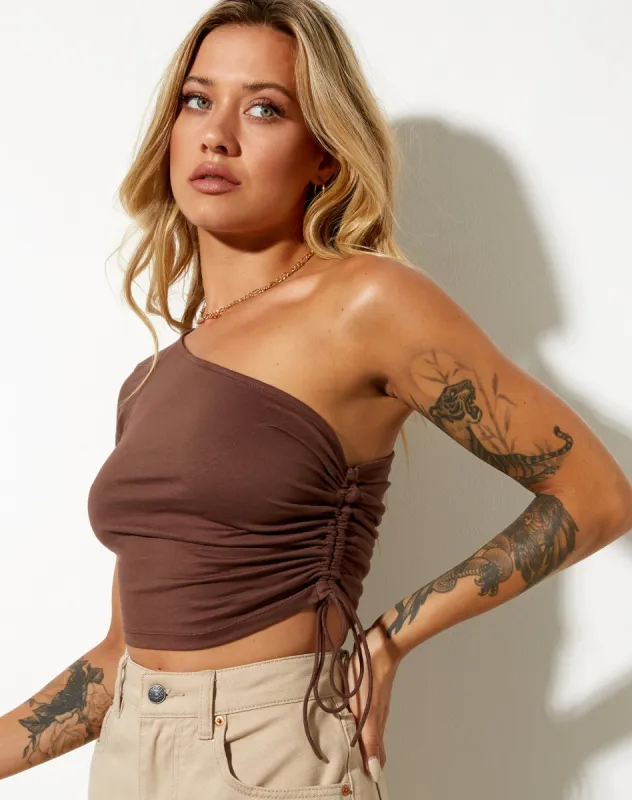 Kara Crop Top in Lycra Deep Mahogany made by Motel Rocks