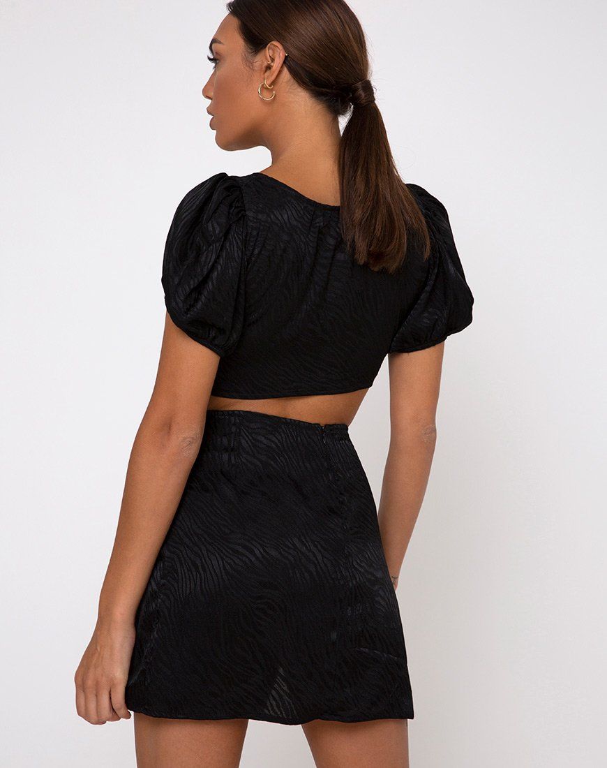 Raemzi Crop Top in Satin Zebra Black sold by Motel Rocks product image thumbnail 4