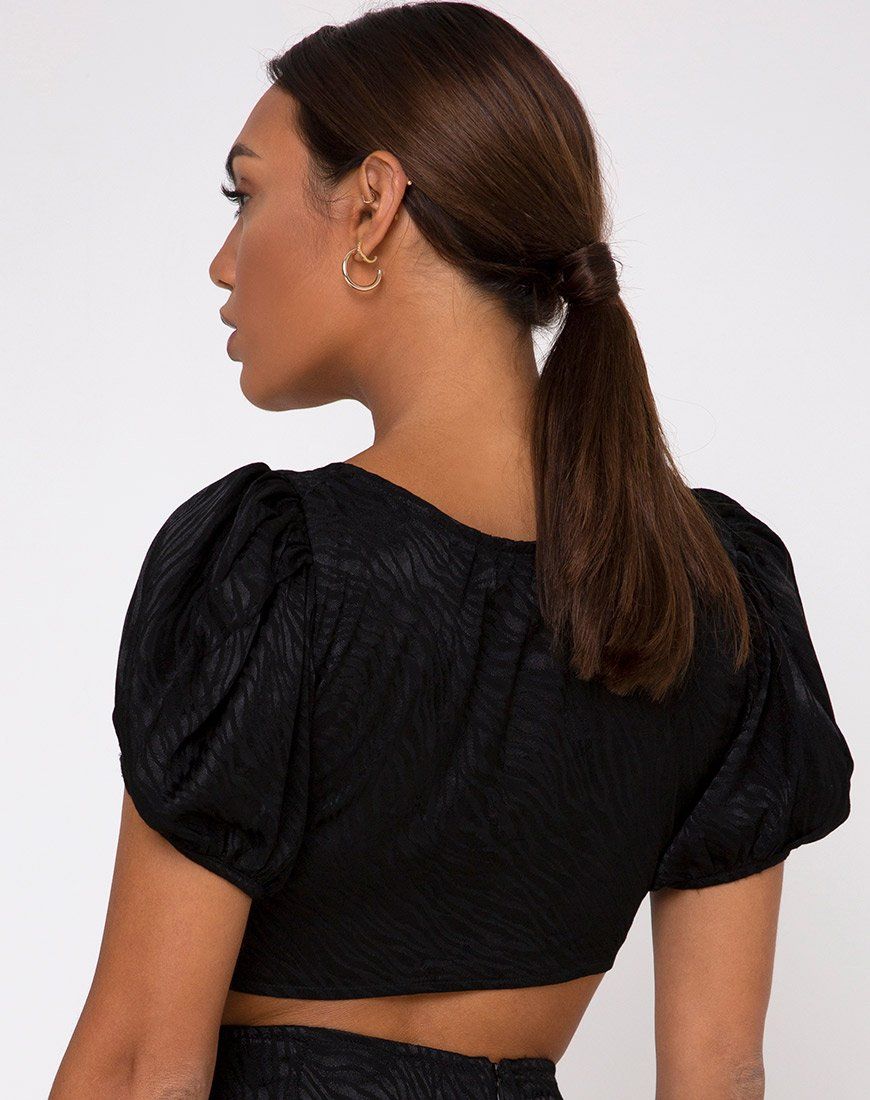 Raemzi Crop Top in Satin Zebra Black sold by Motel Rocks product image thumbnail 2