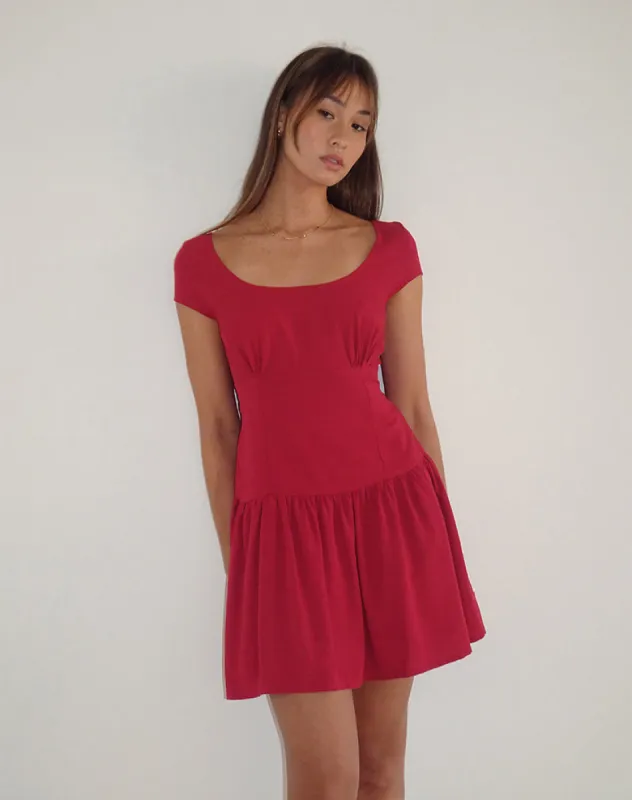Ohayo Mini Dress in Adrenaline Red sold by Motel Rocks