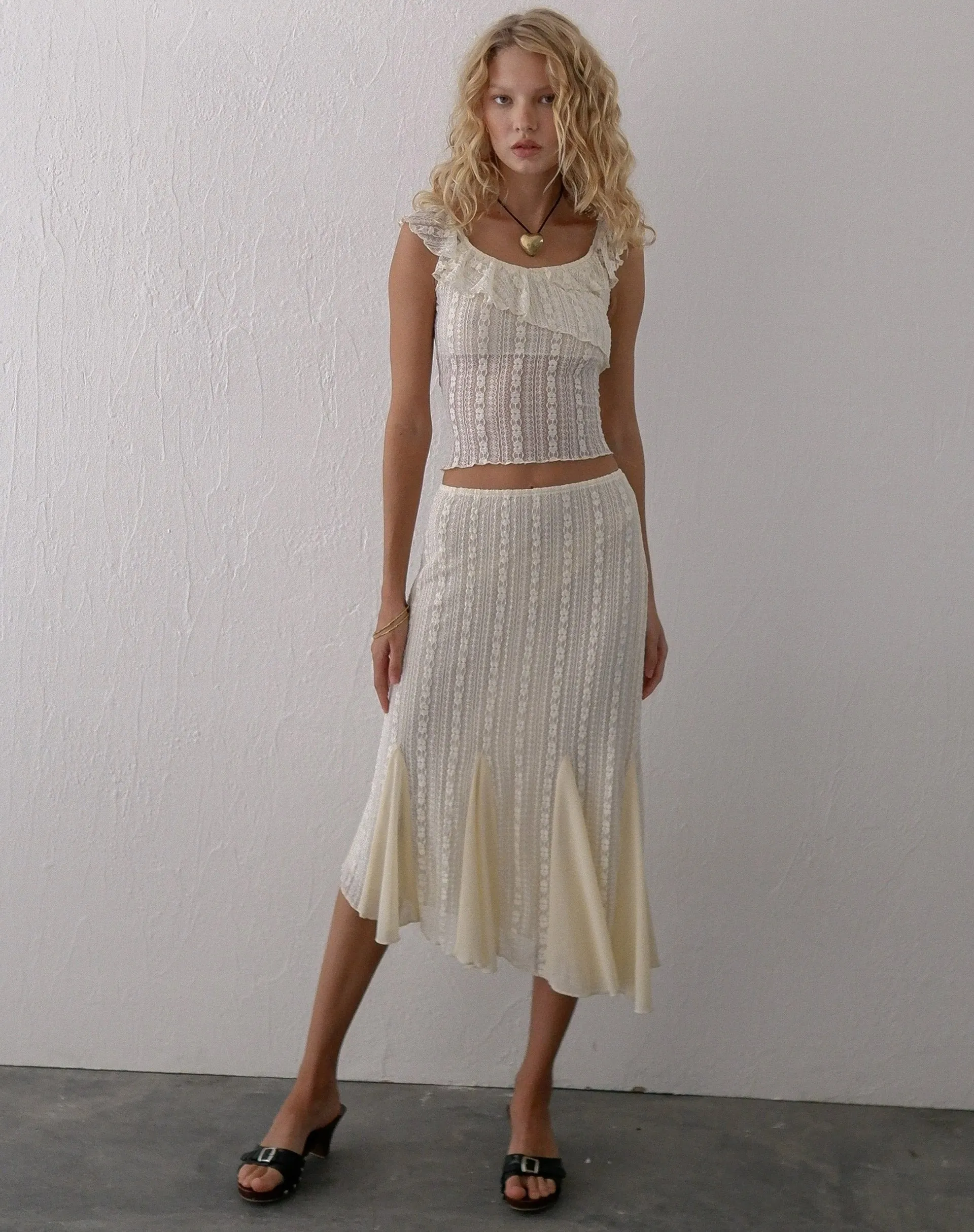 Simran Bardot top in Cream Lace sold by Motel Rocks product image thumbnail 2