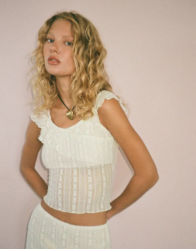 Simran Bardot top in Cream Lace sold by Motel Rocks