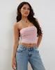 Seka Bandeau Mesh Top in Tonal Pink sold by Motel Rocks