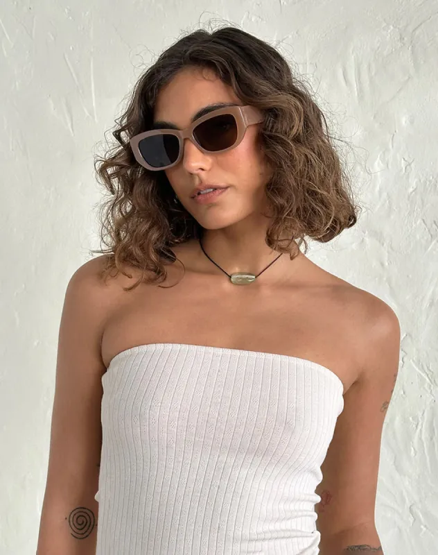 Rabori Rectangle Sunglasses in Tan made by Motel Rocks
