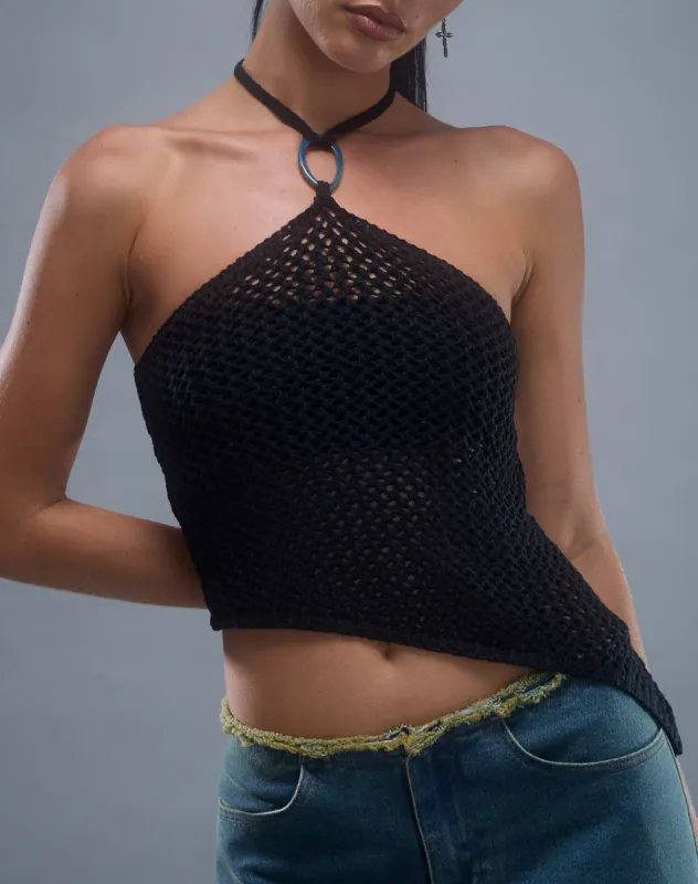 Royani Halterneck Top in Black Knit sold by Motel Rocks