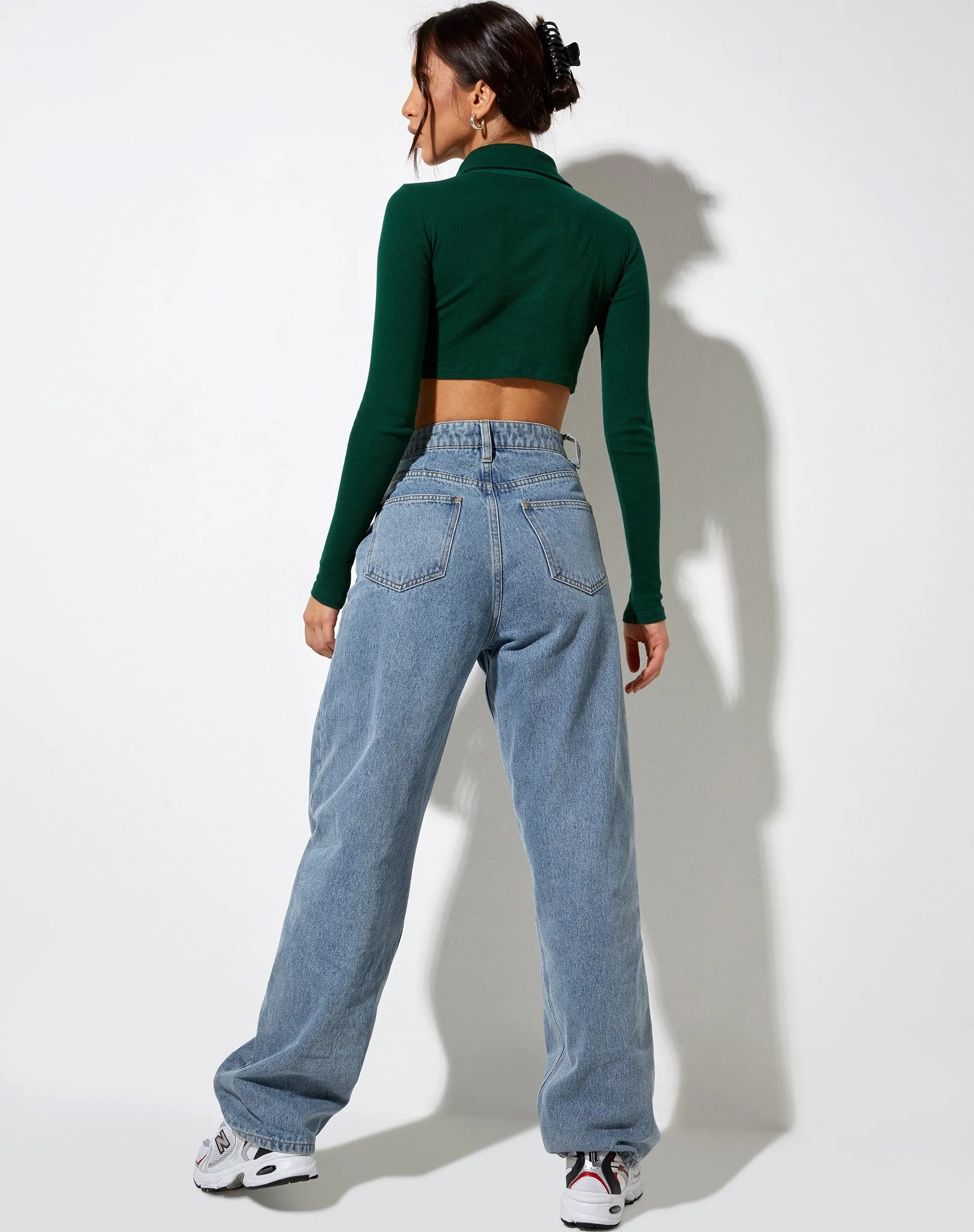 Elody Crop Top in Bottle Green Cupid Gold Embro sold by Motel Rocks product image thumbnail 2