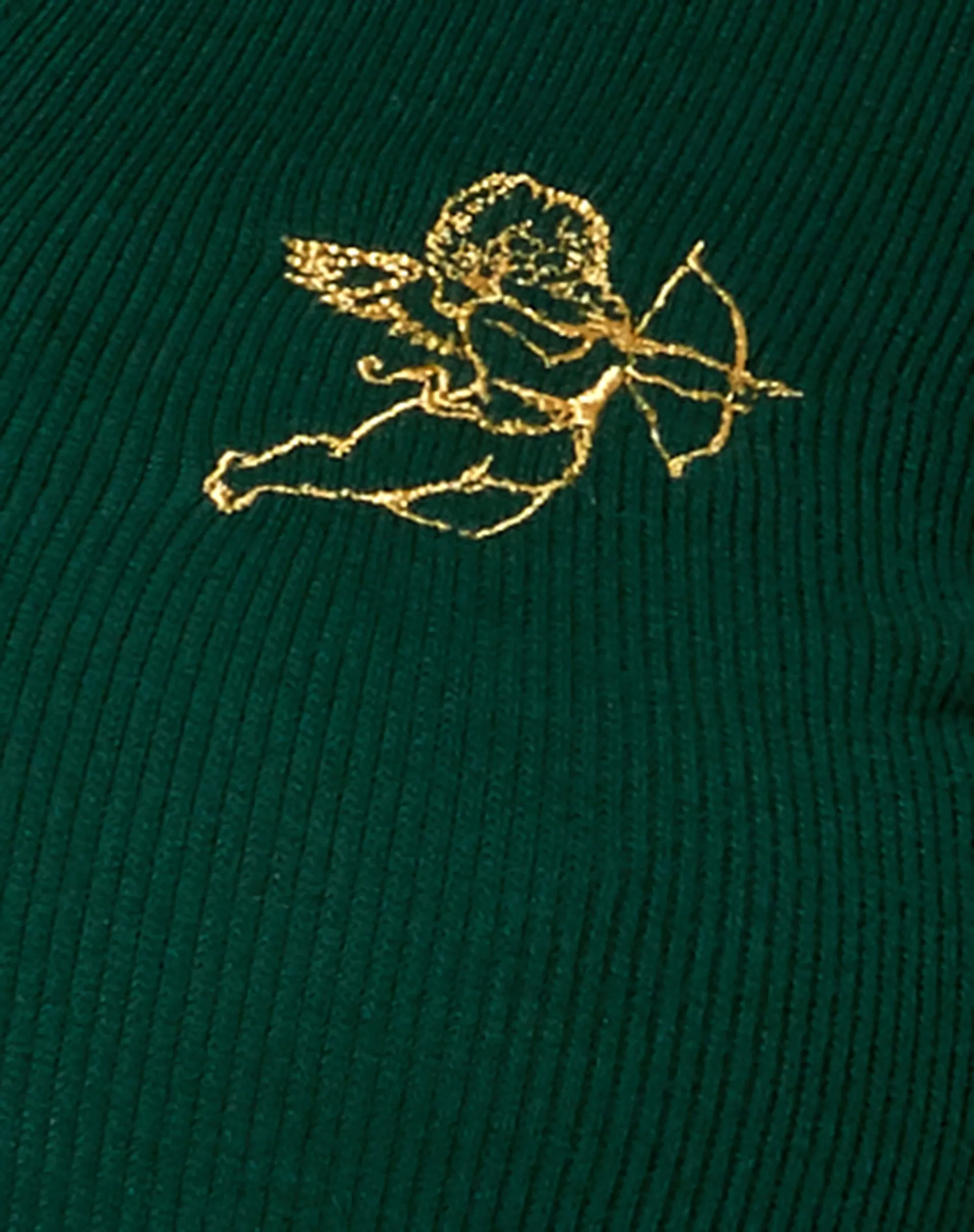 Elody Crop Top in Bottle Green Cupid Gold Embro sold by Motel Rocks product image thumbnail 5