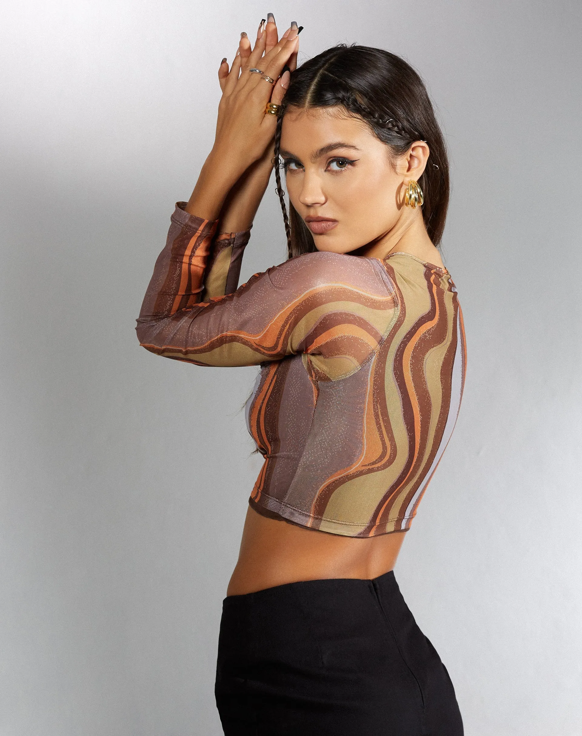 Cora Crop Top in Earthy Gradient sold by Motel Rocks product image thumbnail 3