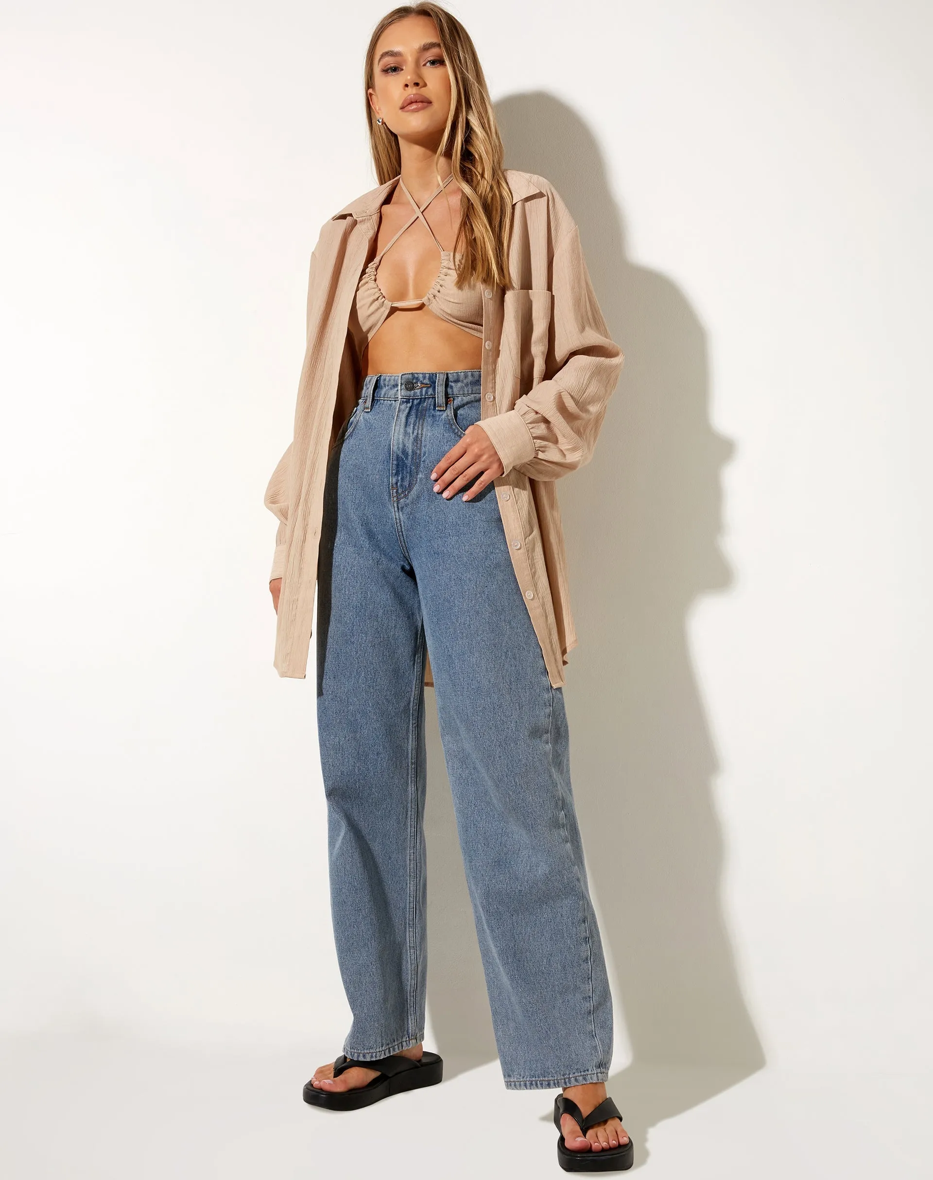 Dael Oversized Shirt in Crinkle Tan sold by Motel Rocks product image thumbnail 3