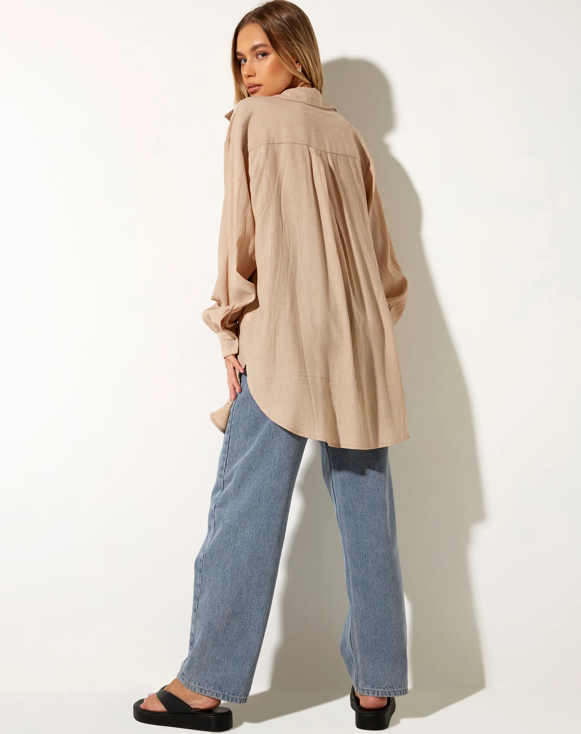 Dael Oversized Shirt in Crinkle Tan sold by Motel Rocks product image thumbnail 4