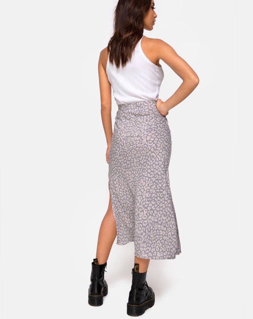 Tindra Midi Skirt in Leopard Daze Grey sold by Motel Rocks product image thumbnail 4