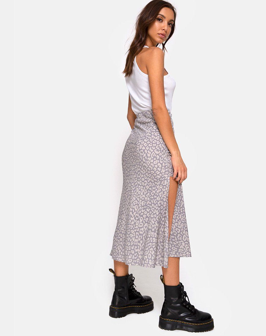 Tindra Midi Skirt in Leopard Daze Grey sold by Motel Rocks product image thumbnail 2
