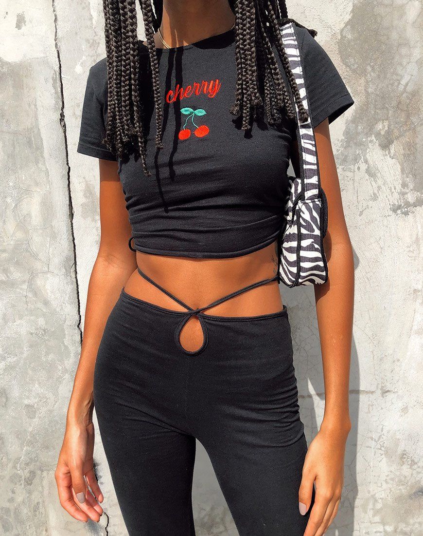 Doga Crop Top in Black Cherry Embro sold by Motel Rocks product image thumbnail 2