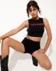 Sude Vest Top in Lycra Black Centre Of Attention sold by Motel Rocks