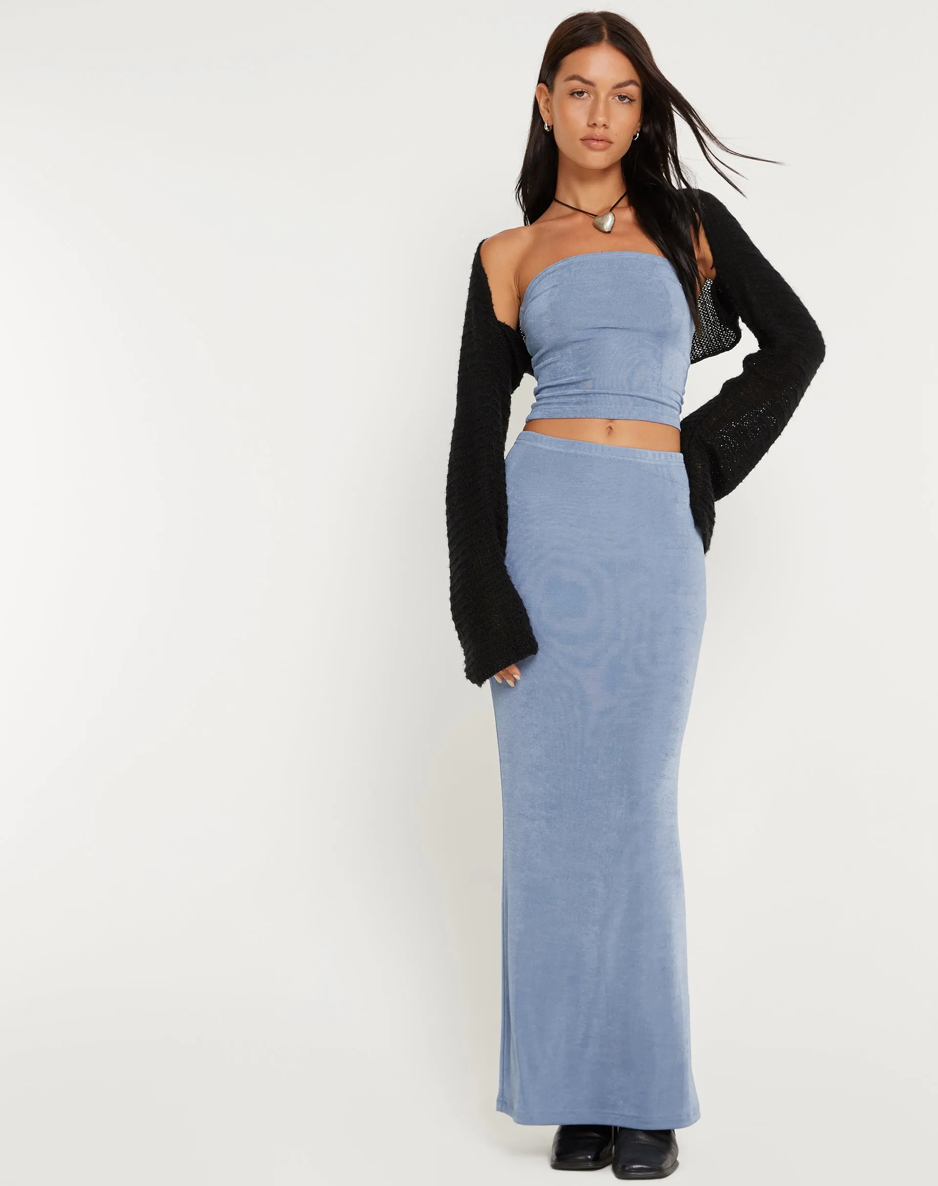 Tulus Low Rise Maxi Skirt in Slate Blue sold by Motel Rocks product image thumbnail 2