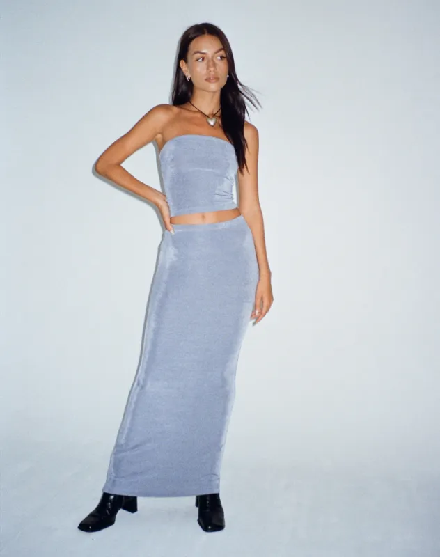 Tulus Low Rise Maxi Skirt in Slate Blue sold by Motel Rocks