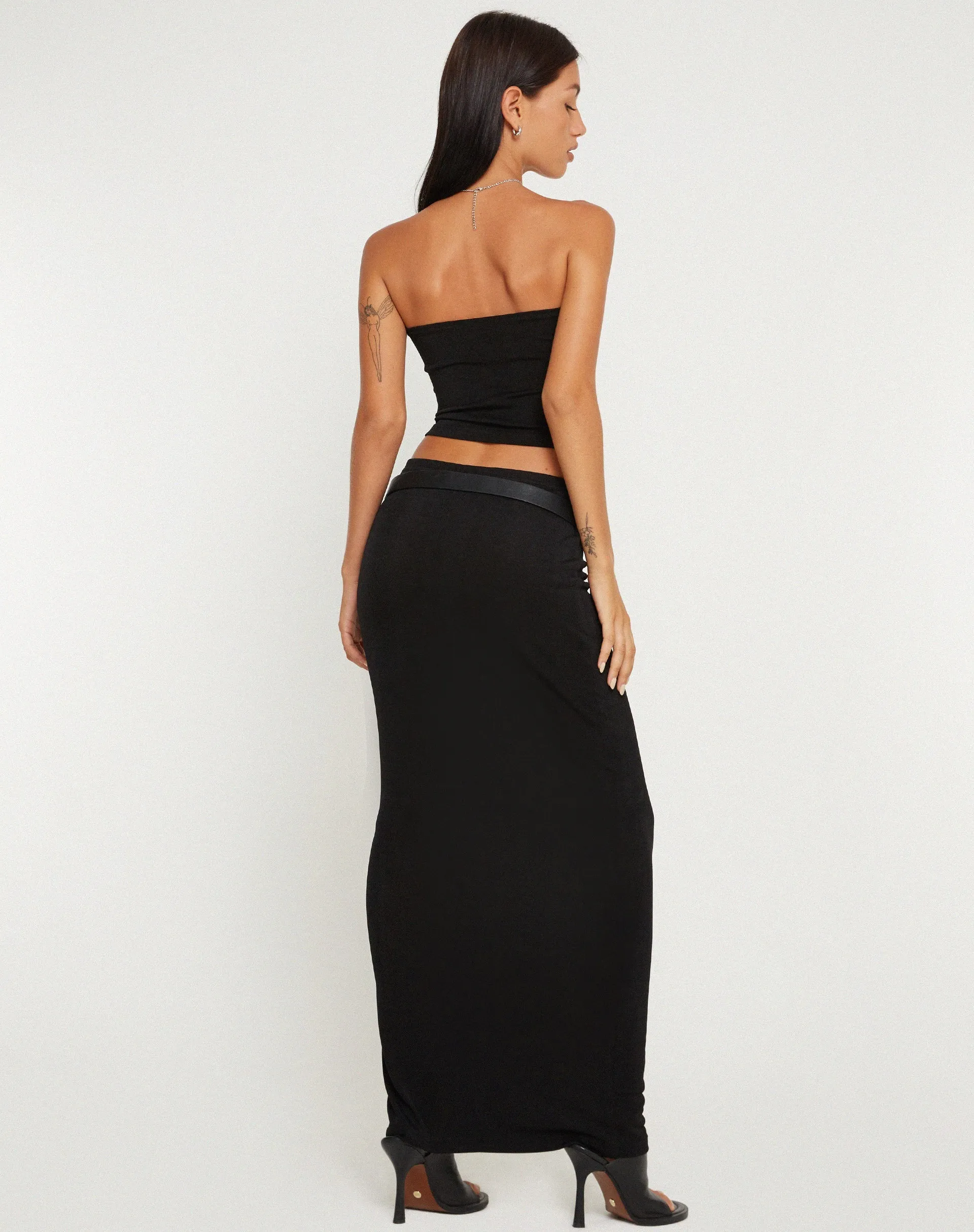 Tulus Low Rise Maxi Skirt in Black sold by Motel Rocks product image thumbnail 3