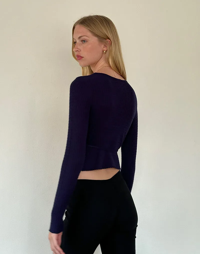 Gisela Knitted Wrap Cardigan in Midnight Blue sold by Motel Rocks product image thumbnail 4