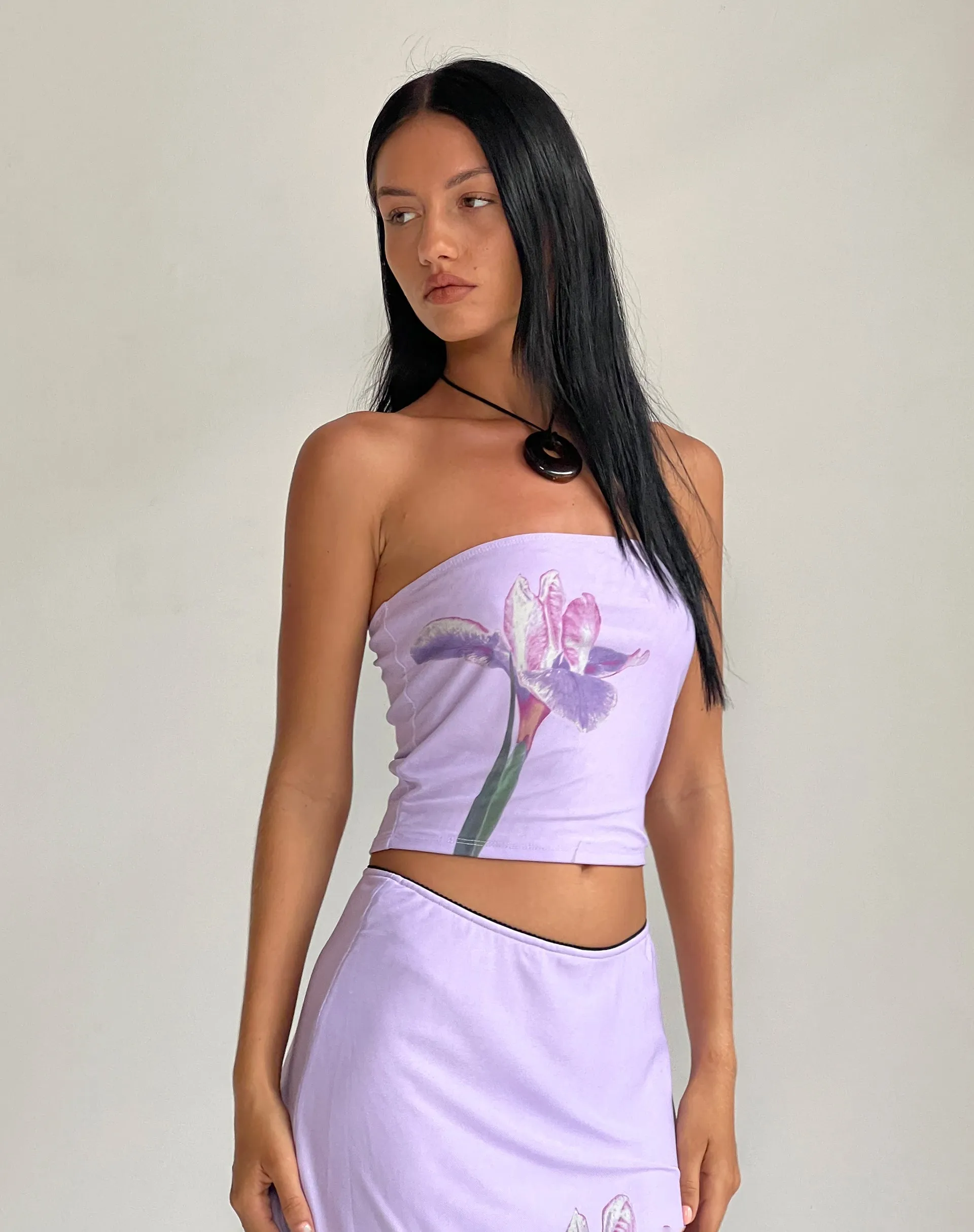 Shae Bandeau Top in Lilac Flower Placement sold by Motel Rocks product image thumbnail 3