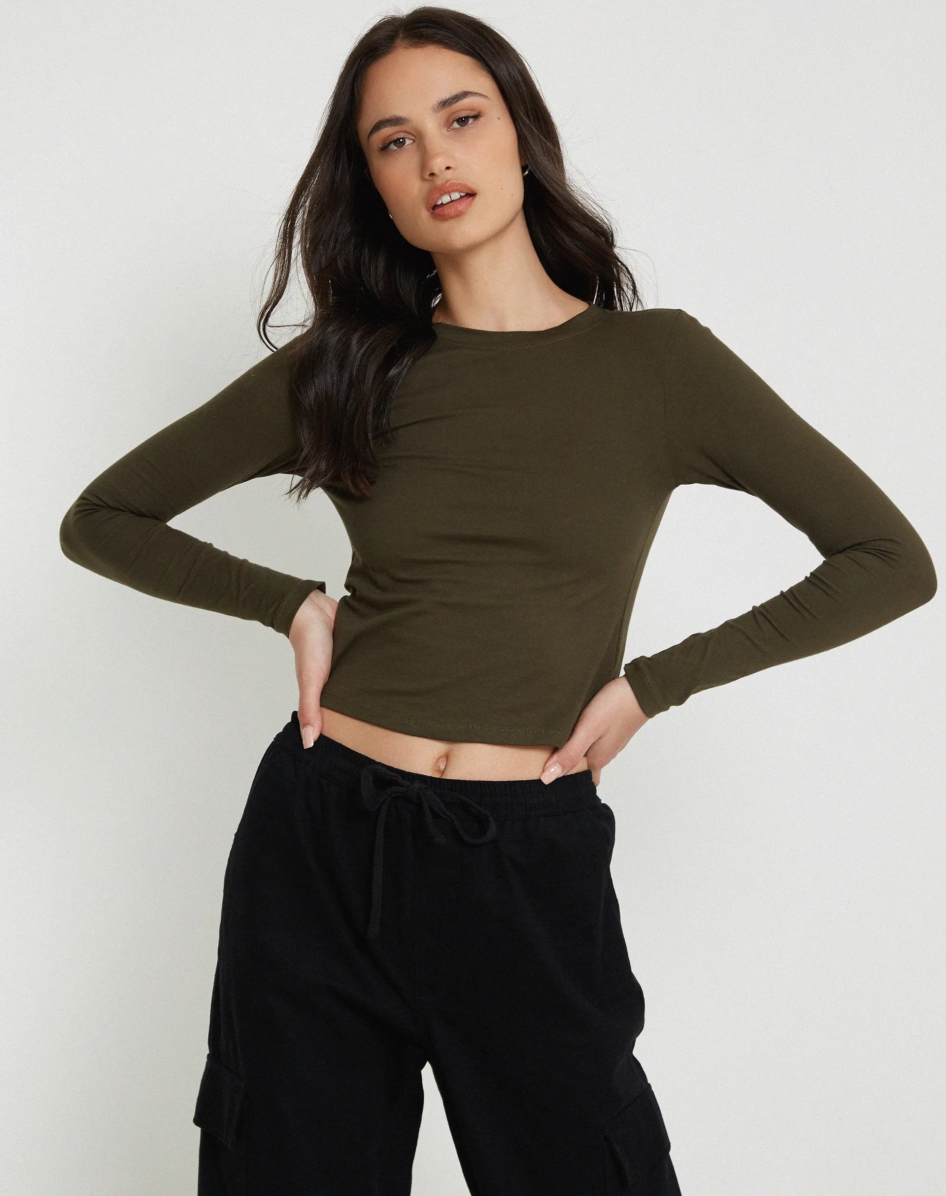 Suratmi Long Sleeve Top in Olive sold by Motel Rocks product image thumbnail 3