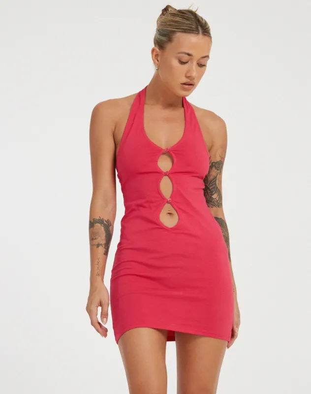 Yajoh Mini Dress in Fuschia Pink sold by Motel Rocks