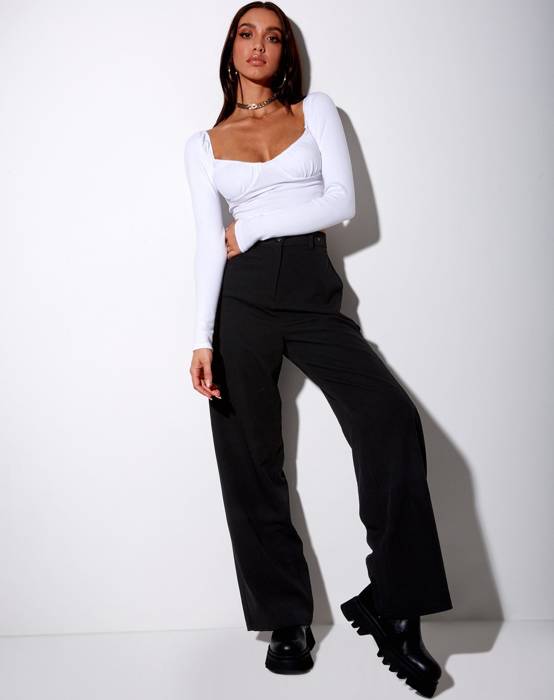 Inalo Crop Top in Rib White sold by Motel Rocks product image thumbnail 4