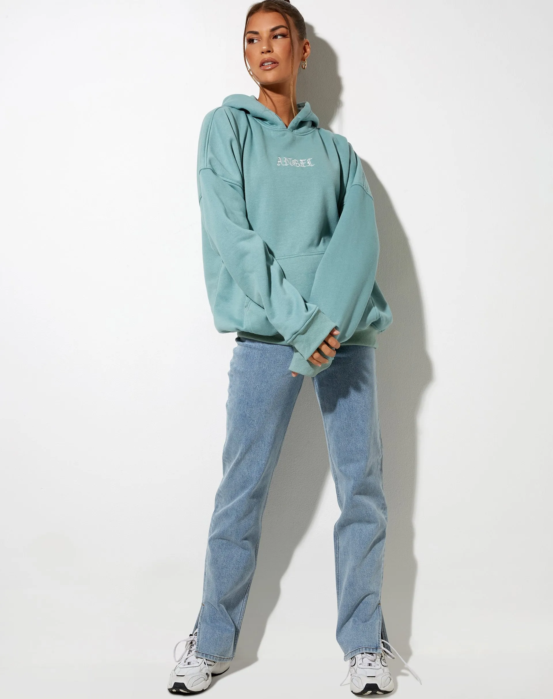 Oversize Hoodie in Seafoam 'Angel' Embro sold by Motel Rocks product image thumbnail 5