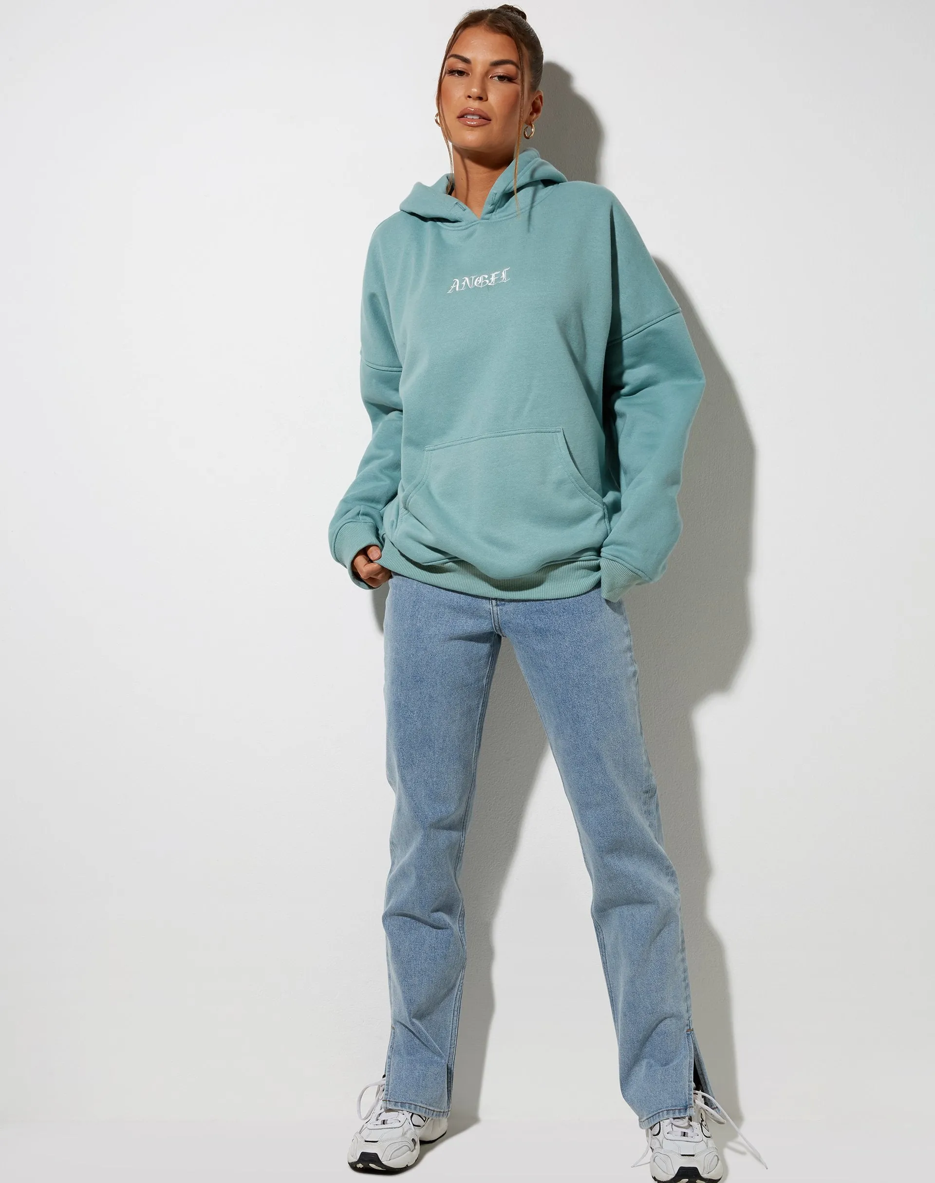 Oversize Hoodie in Seafoam 'Angel' Embro sold by Motel Rocks product image thumbnail 3