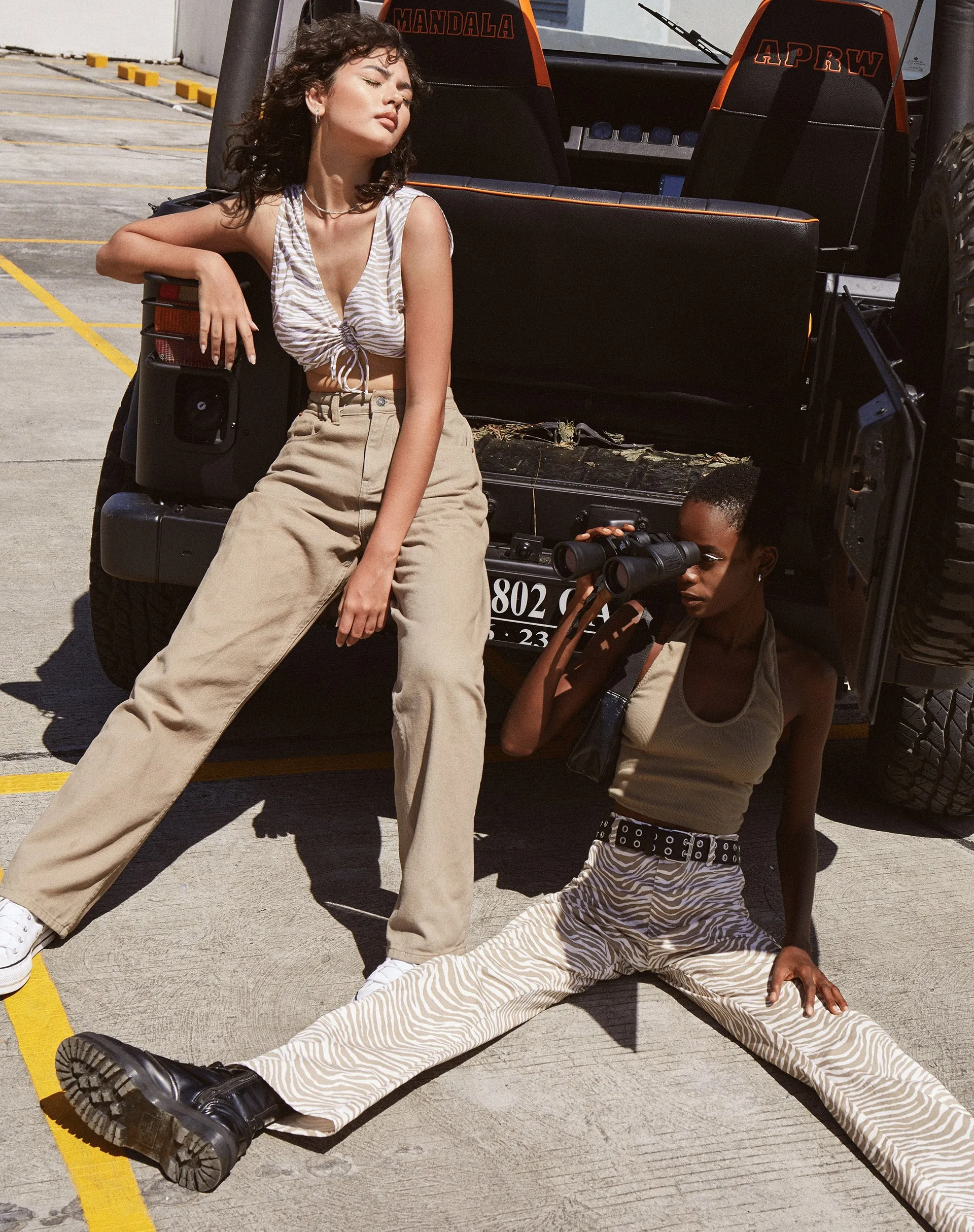 Raeless Crop Top in Tonal Zebra sold by Motel Rocks product image thumbnail 2