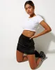 Alma Mini Skirt in Satin Black sold by Motel Rocks