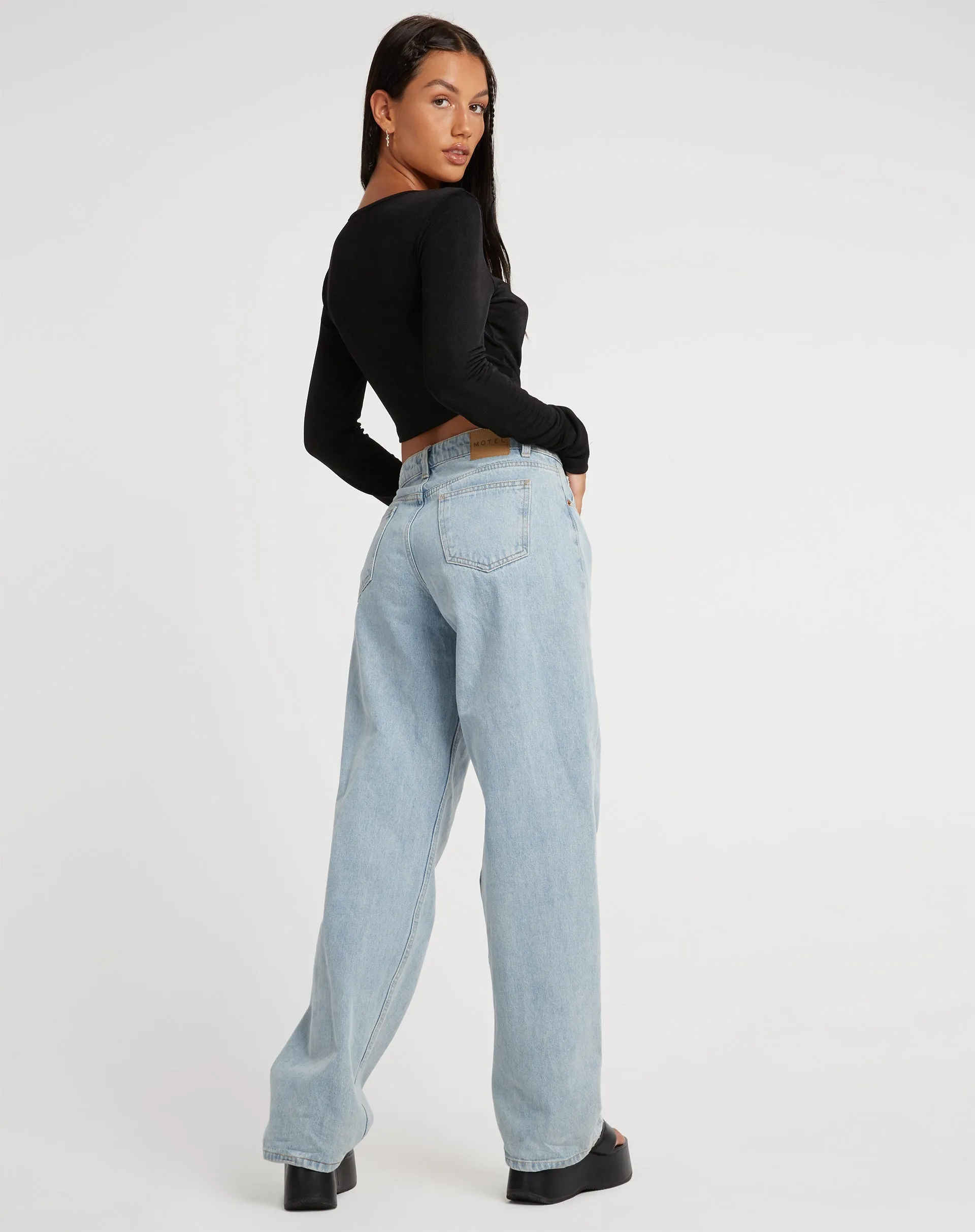 Ruti Long Sleeve Top in Crepe Black sold by Motel Rocks product image thumbnail 3