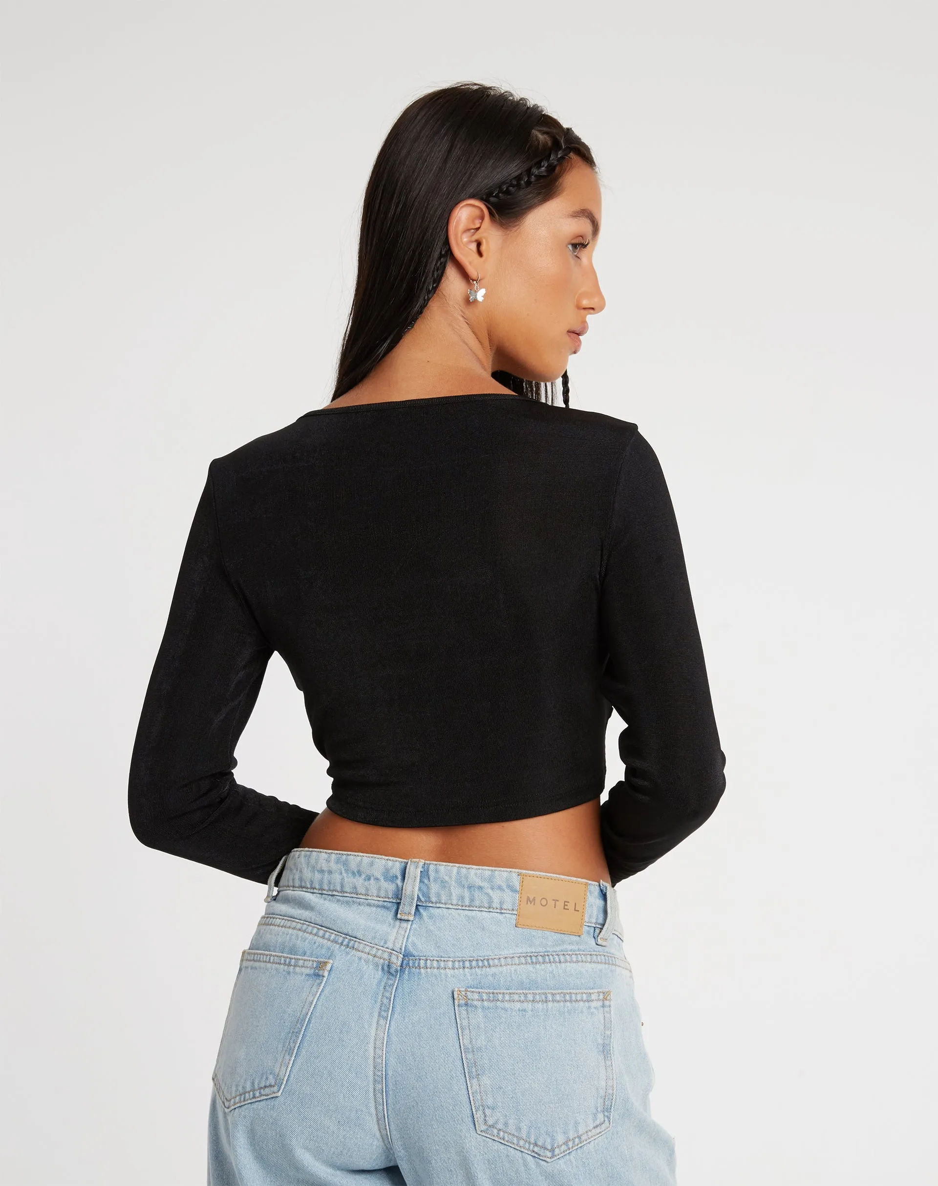Ruti Long Sleeve Top in Crepe Black sold by Motel Rocks product image thumbnail 5