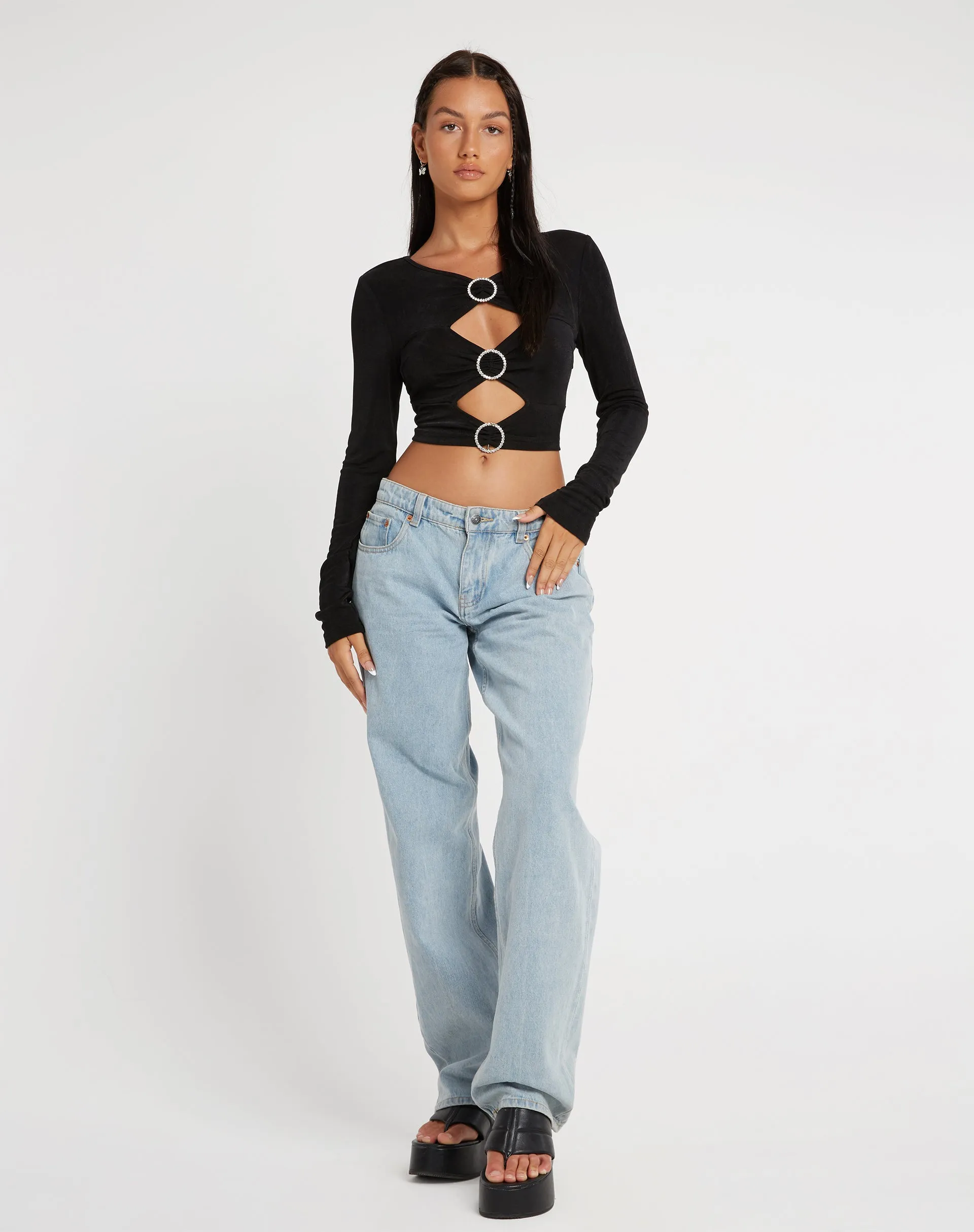 Ruti Long Sleeve Top in Crepe Black sold by Motel Rocks product image thumbnail 4