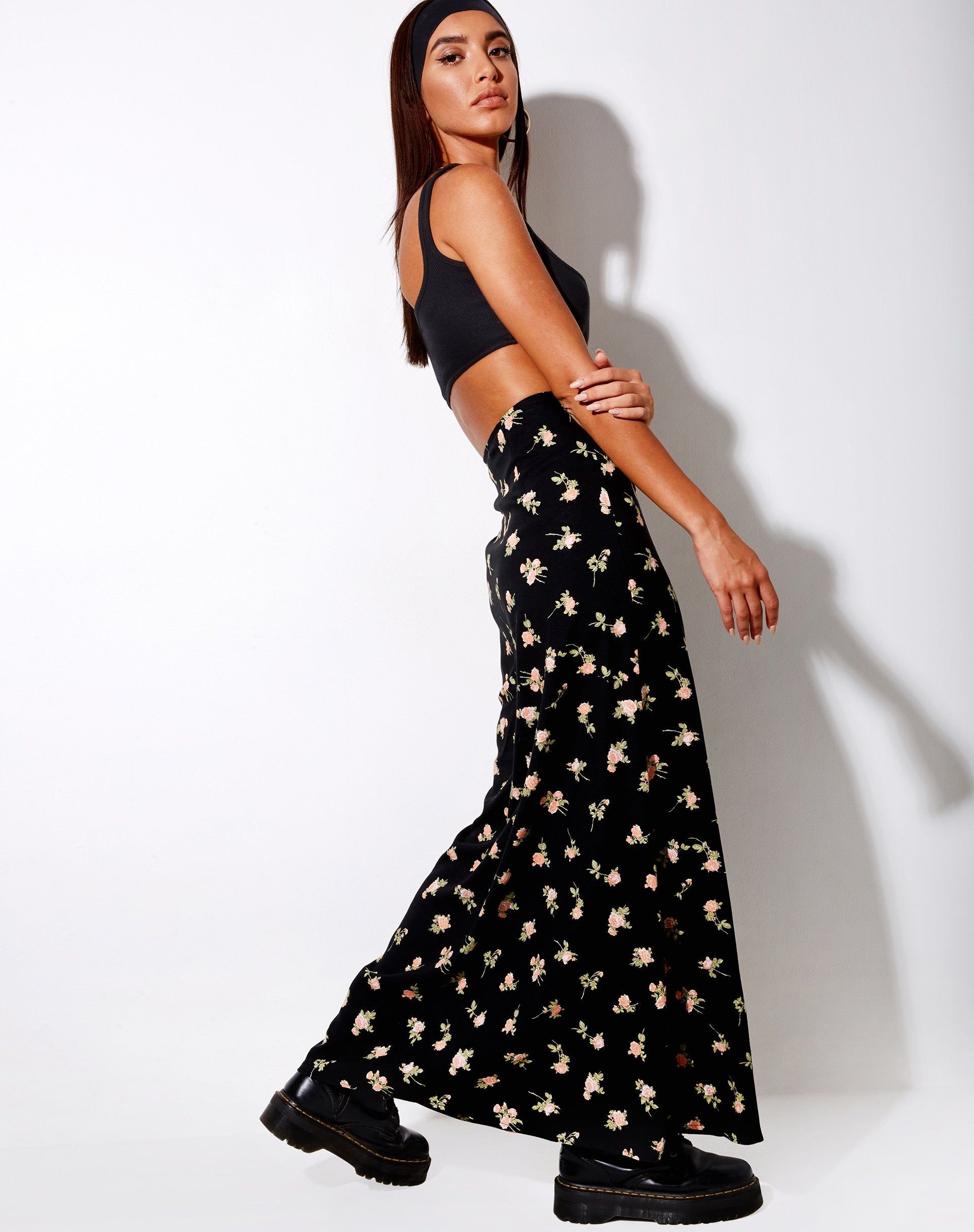 Sayan Maxi Skirt in Rose Garden Black sold by Motel Rocks product image thumbnail 2