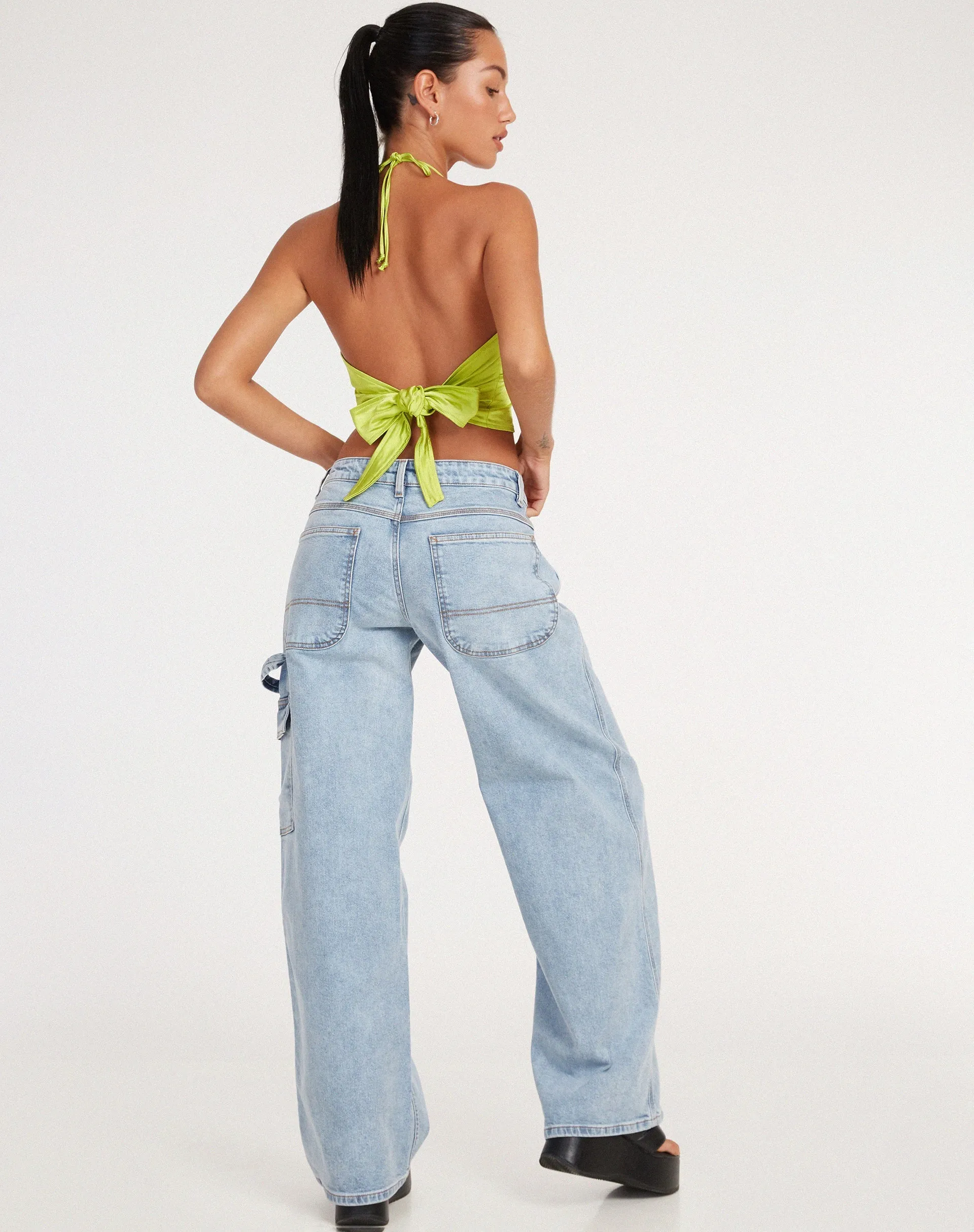 Haltri Crop Top in Satin Lime Green sold by Motel Rocks product image thumbnail 4