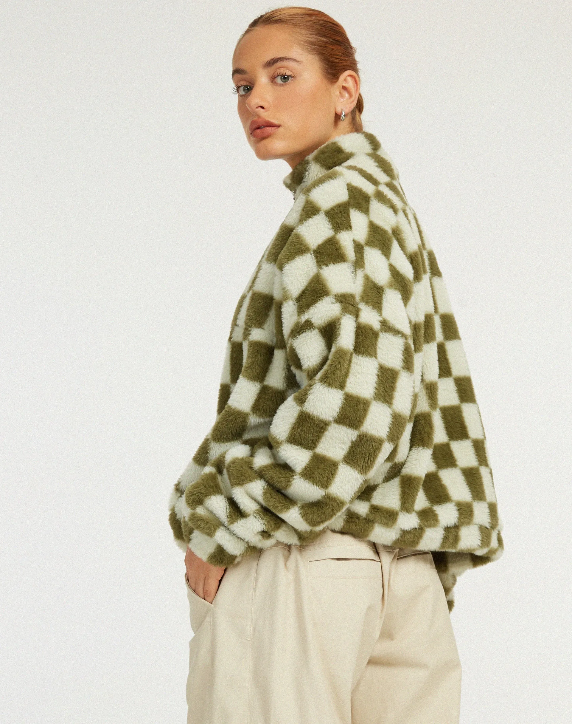 Nero Jacket in Checkered Sage sold by Motel Rocks product image thumbnail 3