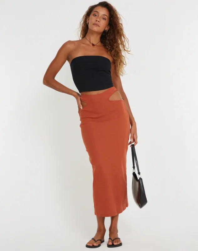 Steira Midi Skirt in Spice sold by Motel Rocks