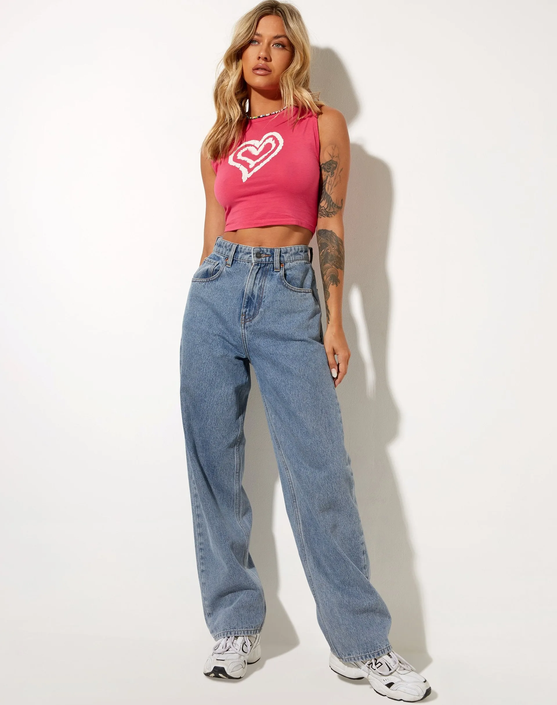 Gimon Crop Top in Hot Pink Heart sold by Motel Rocks product image thumbnail 4