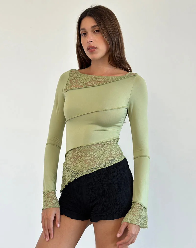 Lucca Long Sleeve Top in Lace Sage sold by Motel Rocks product image thumbnail 4